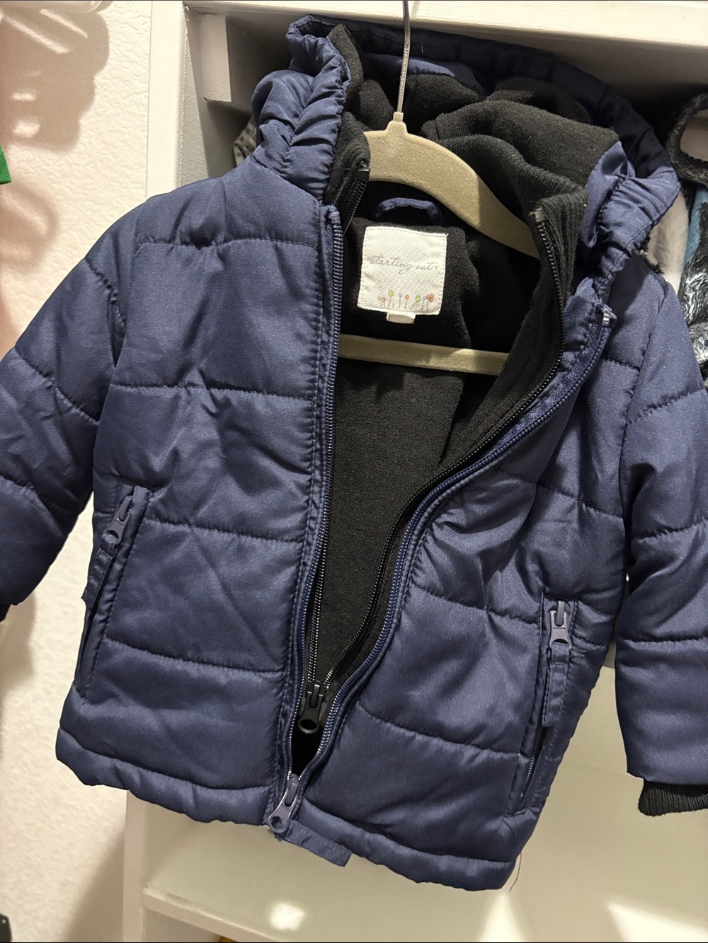 Starting Out Navy Puffer Jacket with Black Liner